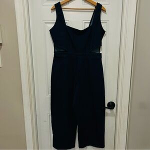 Derek Heart Harlee Cut-Out Jumpsuit dark wash Denim Size L Wide Leg Cropped